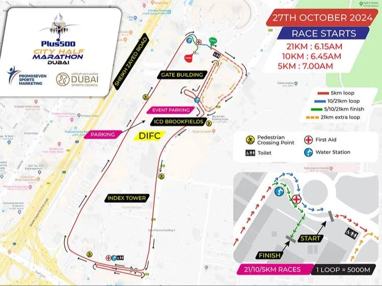 Plus500 City Half Marathon Dubai — course map